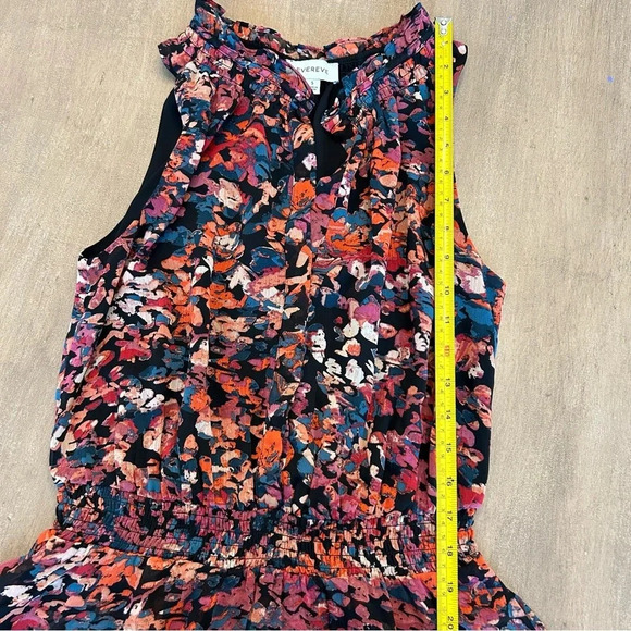 Evereve Womens Sleeveless Multi Color Floral V Neck Tiered Josie Dress Size S - Picture 9 of 11